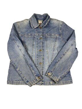 FDJ French Dressing Womens Denim Jacket M Light Wash Blue Button Front Classic